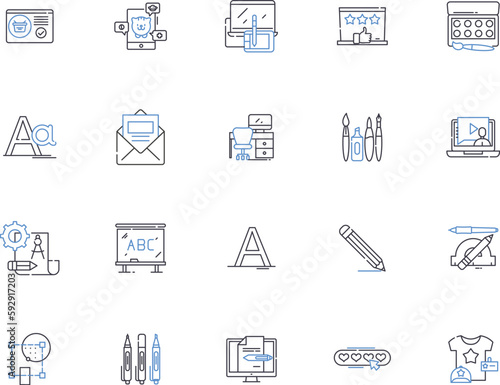 Graphic design outline icons collection. Graphic Design, Illustration, Logo, Vector, Layout, Creativity, Typography vector and illustration concept set. Colors, Photoshop, Artwork linear signs