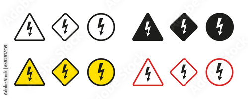  Danger high voltage.  Warning sign.  Vector illustration. 
