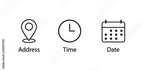 Notification reminder vector icons. Address. time, and date icon vector. EPS 10