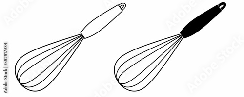 outline silhouette whisk icon set isolated on white background