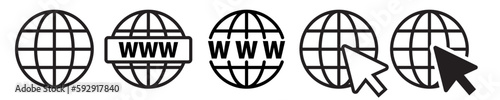 Website icon set. Website icon for app ui or web design. Globe sign for website. Black line website symbol icon collection. - stock vector