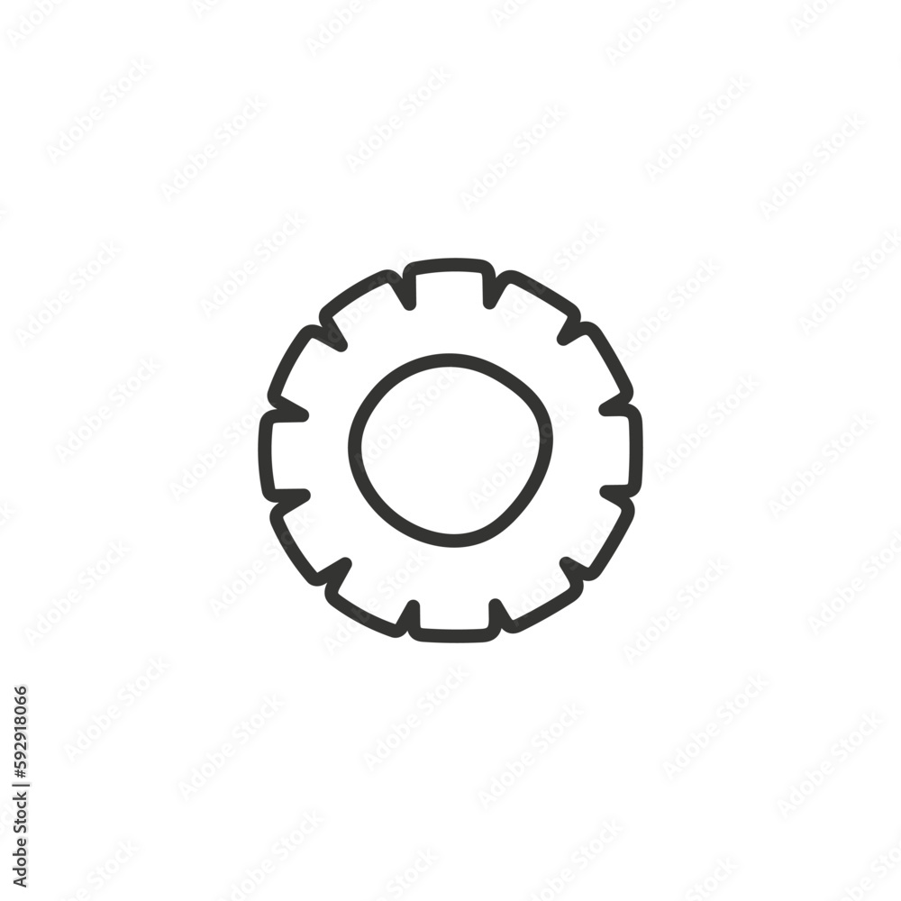 Hand drawn machinery vector icon. Gear symbol. Cogwheel icon. Settings