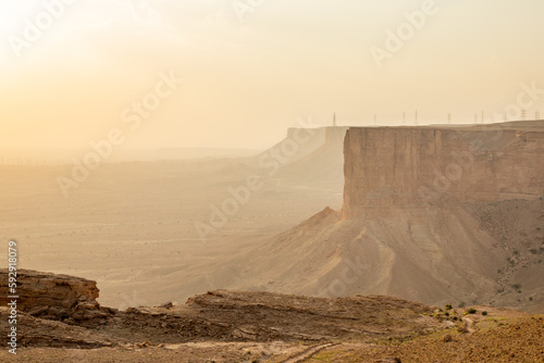 The Jabal Tuwaiq Mountains  with desert landscape  Riyadh  Saudi Arabia