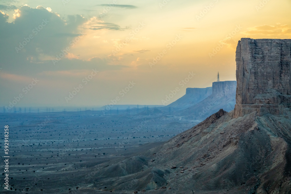 The Jabal Tuwaiq Mountains, with desert landscape, Riyadh, Saudi Arabia