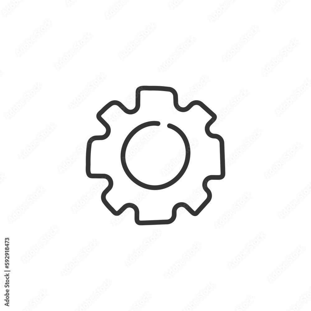 Hand drawn machinery vector icon. Gear symbol. Cogwheel icon. Settings
