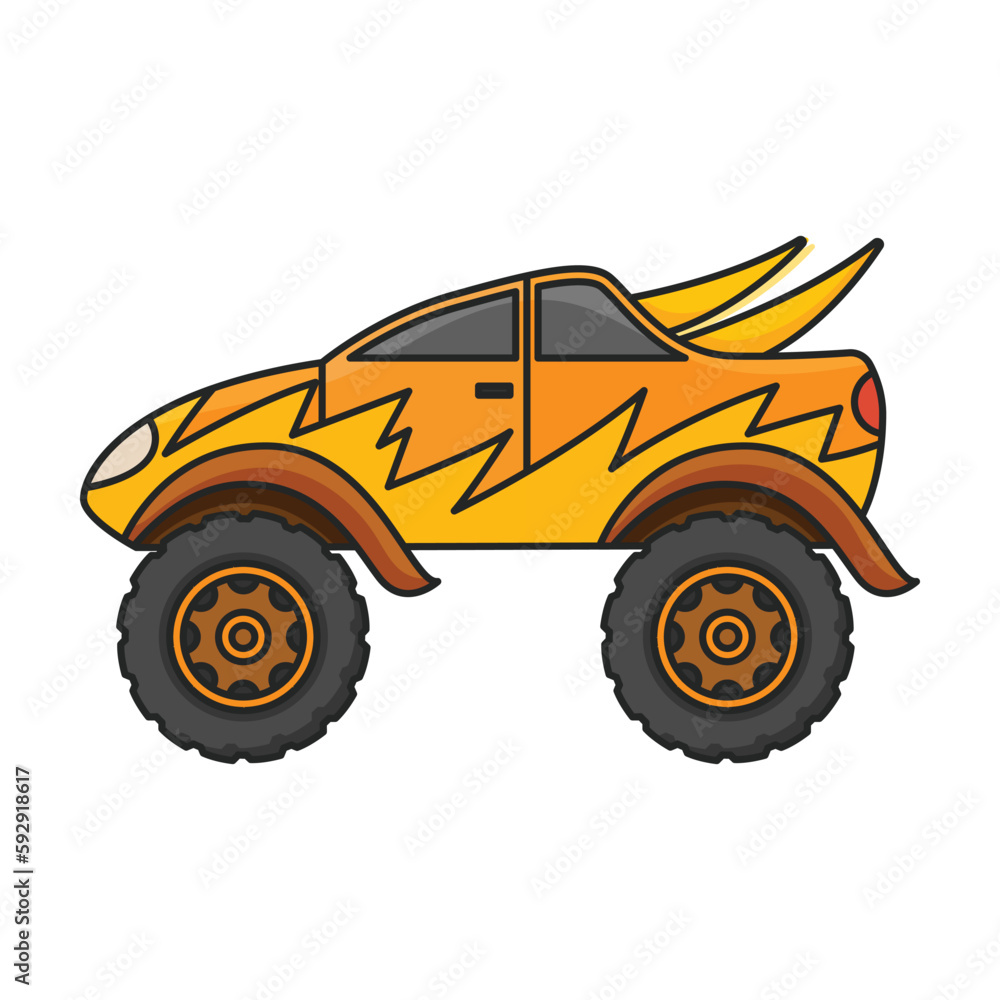 Monster truck vector icon.Color vector icon isolated on white background monster truck.