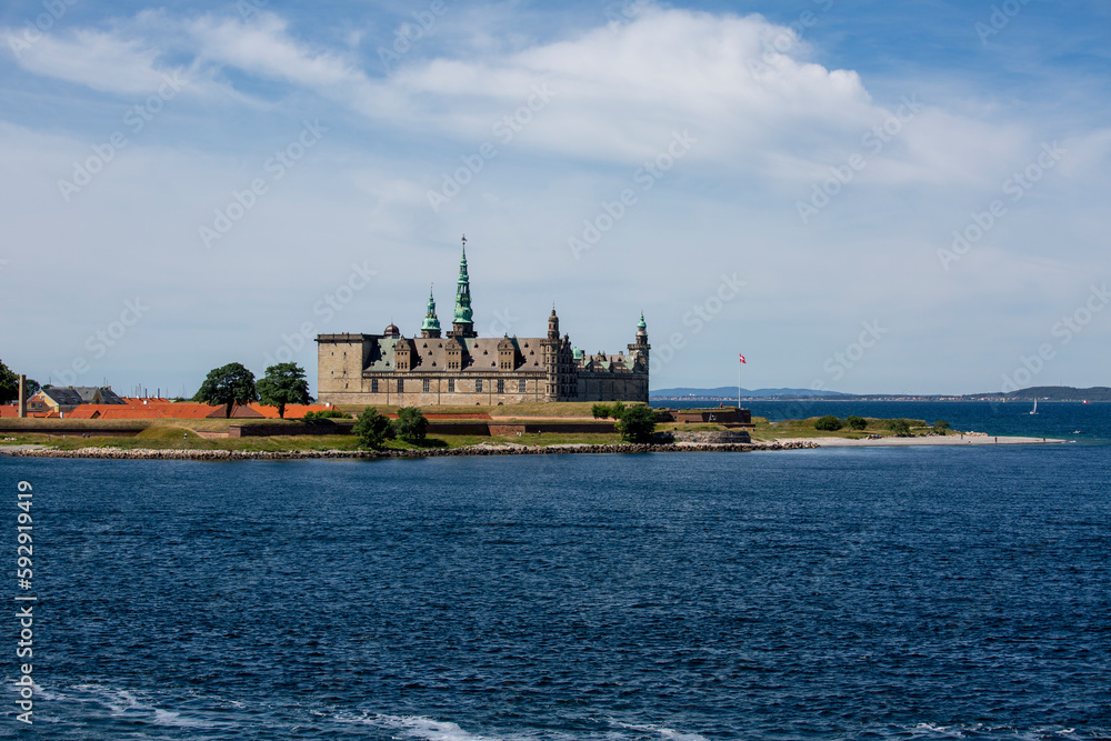 Medieval Kronborg Castle on the North Sea over the Oresund Strait, Helsingor, Denmark