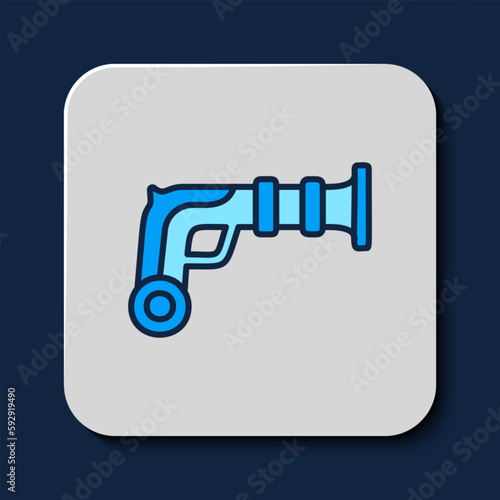 Filled outline Vintage pistols icon isolated on blue background. Ancient weapon. Vector