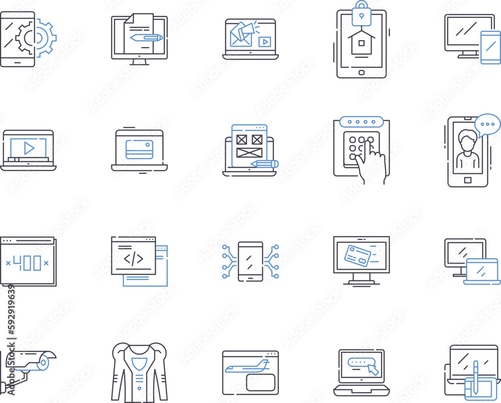 Internet and gadjets outline icons collection. Gadgets, Internet, Technology, Devices, Connectivity, Computers, Networking vector and illustration concept set. Software, Smartphones, Tablets linear Internet and gadjets outline icons collection. Gadgets, Internet, Technology, Devices, Connectivity, Computers, Networking vector and illustration concept set. Software, Smartphones, Tablets linear