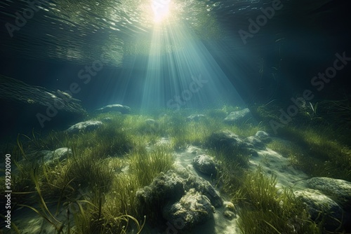 underwater scene of a river  created with AI  generative AI  AI