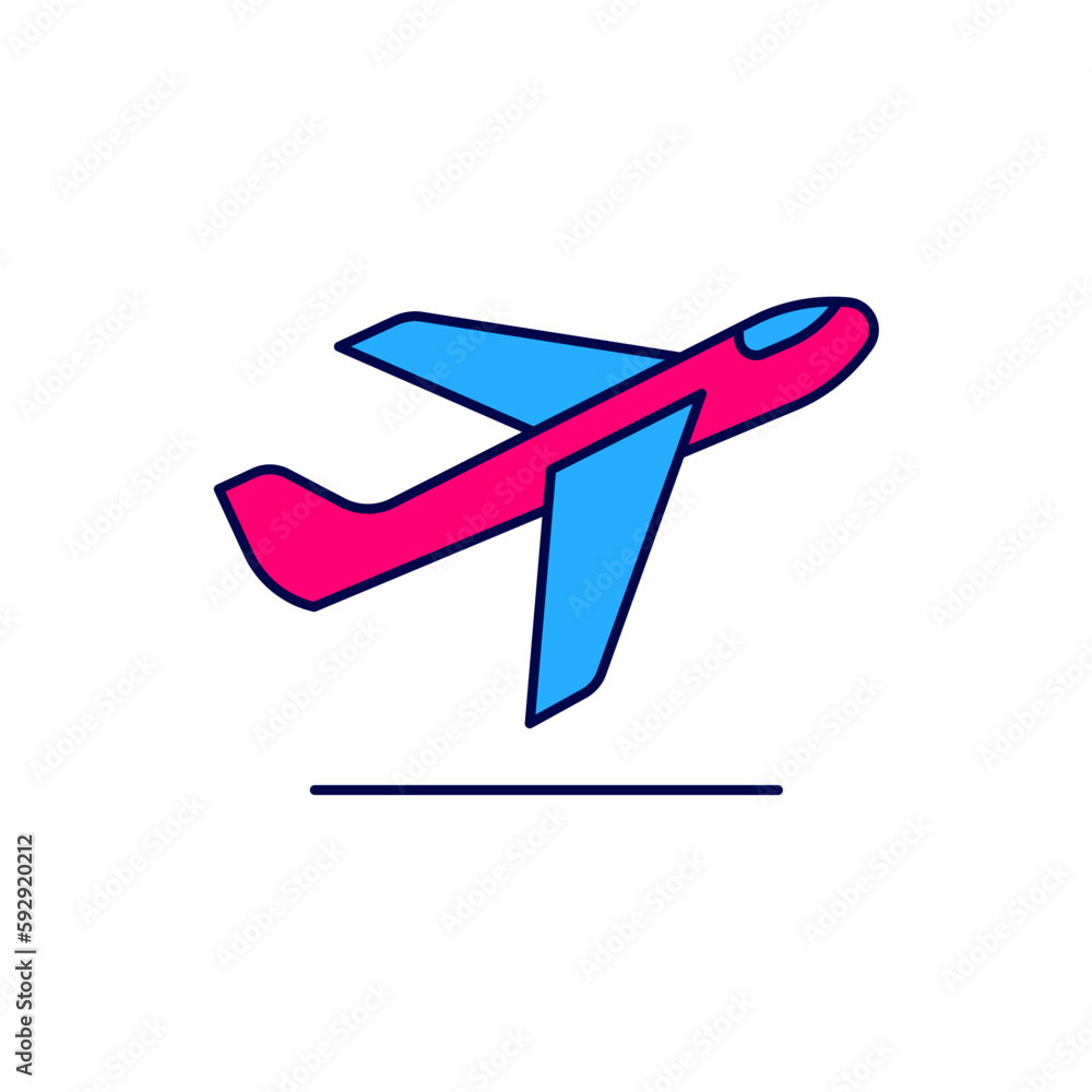 Filled outline Plane takeoff icon isolated on white background. Airplane transport symbol. Vector Filled outline Plane takeoff icon isolated on white background. Airplane transport symbol. Vector