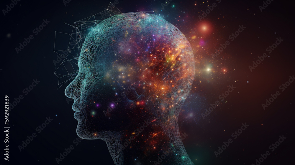 Obraz premium Human mind in abstract space. Mental health concept Generative AI