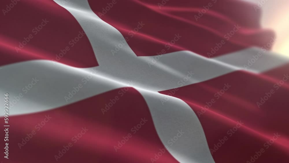 Red Denmark Animation of the national denmark flag waived. National patriotic ...