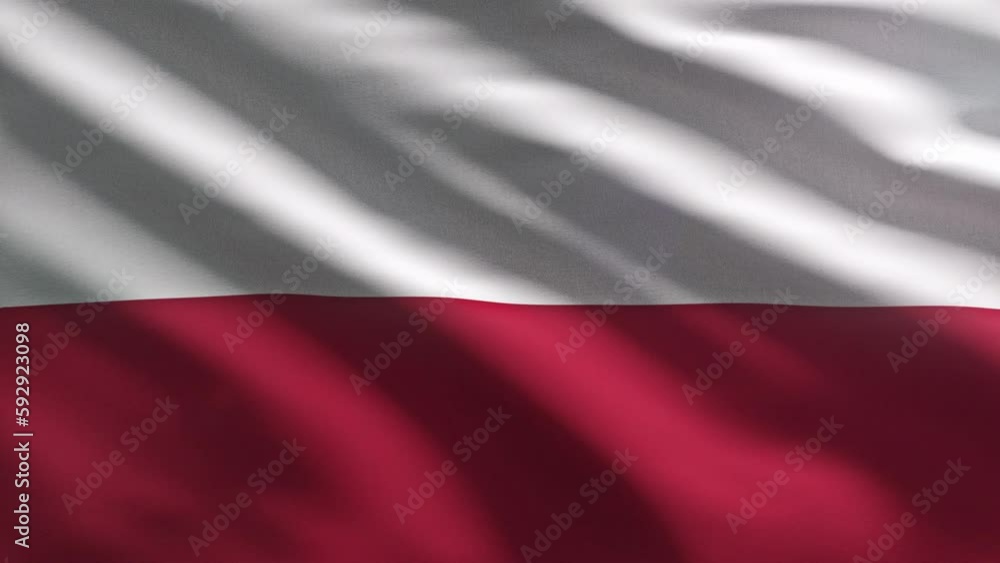 Polish people showing the patriotism by waving the republic flag. Patriotic symbol of Republic of Poland with white and red colored stripes. Wind shaking the patriotic sign of the Polish Republic. Polish people showing the patriotism by waving the republic flag. Patriotic symbol of Republic of Poland with white and red colored stripes. Wind shaking the patriotic sign of the Polish Republic.