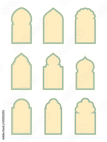 Arabic labels set banners vintage wedding badge banner labels frames luxury on a white background vector illustration
