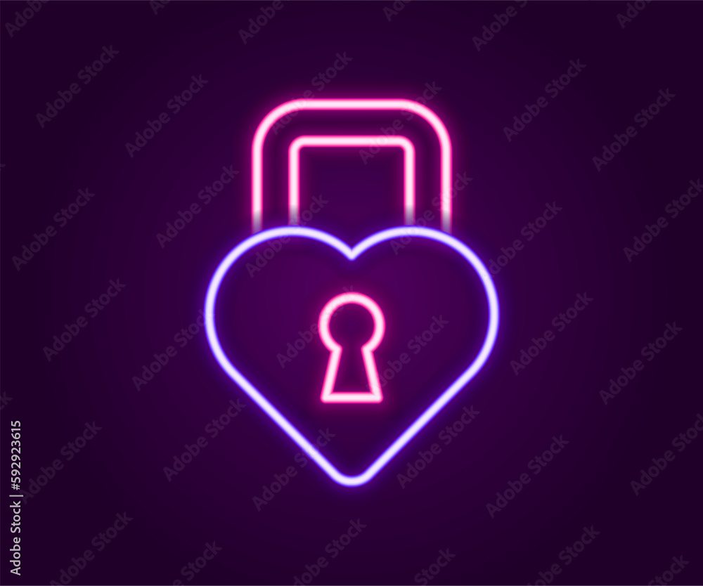 Glowing neon line Castle in the shape of a heart icon isolated on black background. Locked Heart. Love symbol and keyhole sign. Happy Valentines day. Colorful outline concept. Vector Glowing neon line Castle in the shape of a heart icon isolated on black background. Locked Heart. Love symbol and keyhole sign. Happy Valentines day. Colorful outline concept. Vector