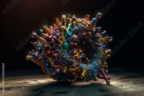 Molecule of pepsin stomach enzyme. Generative AI photo