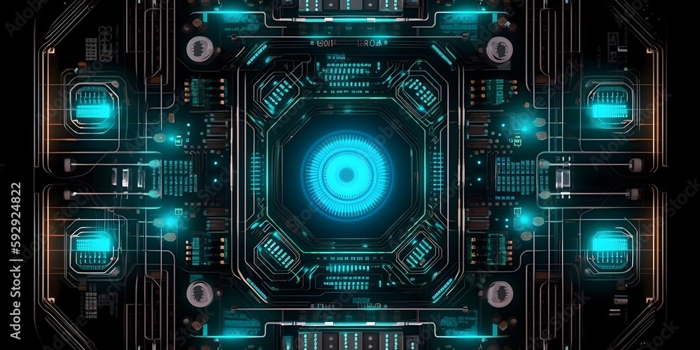 Central Computer Processors CPU concept. Motherboard Circuit board digital chip. Tech science background. Quantum processor. Generative ai Central Computer Processors CPU concept. Motherboard Circuit board digital chip. Tech science background. Quantum processor. Generative ai