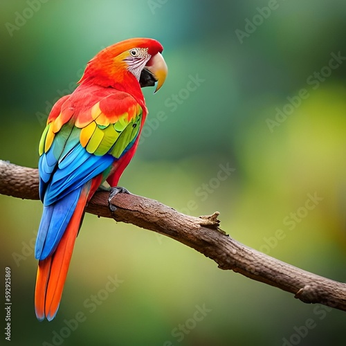 Pair of colorful parrots perched - KI generiert 