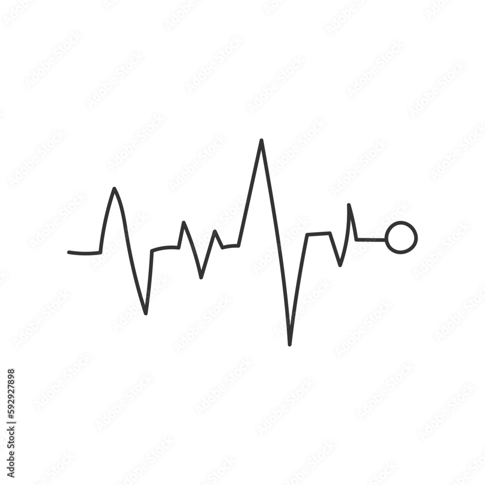 Hand drawn pulse vector icon. Hand drawn lifeline cardio wave flat sign design. Medical pulsating symbol pictogram. UX UI icon. Linear icon