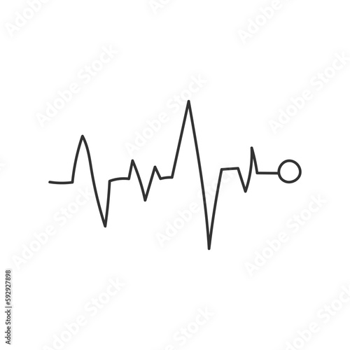 Hand drawn pulse vector icon. Hand drawn lifeline cardio wave flat sign design. Medical pulsating symbol pictogram. UX UI icon. Linear icon