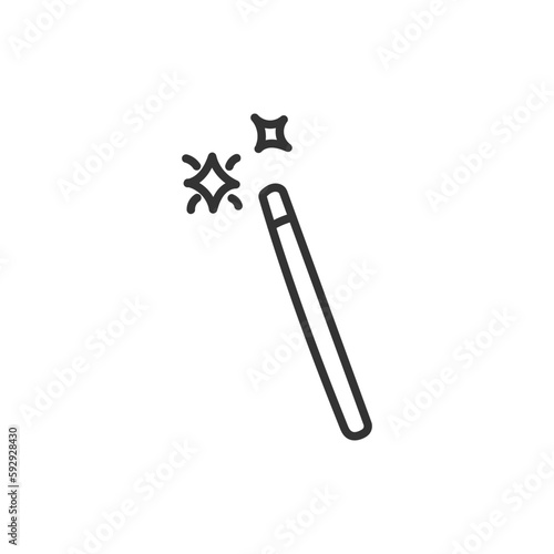 Hand drawn magic wand with stars flat sign design. Magic wand vector icon. Pictogram of magic wand symbol. Hand drawn icon. UX UI icon. Linear icon