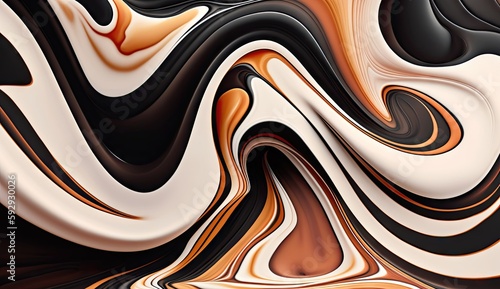 Chromatic Fusion: An Intense Abstract Experience - Black, White and Terracotta - Generative Artwork