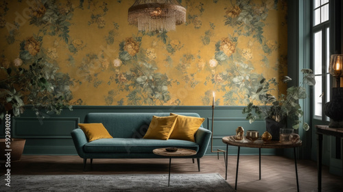 harmonious color schemes paired with motif interior Generative AI photo