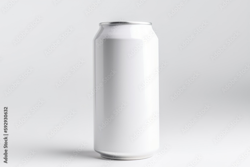 Aluminum can with blank space for brand advertising text, mockup. Jars template on white background. Close up, front view. Generative AI Aluminum can with blank space for brand advertising text, mockup. Jars template on white background. Close up, front view. Generative AI