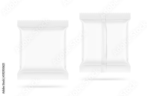 Pillow bag mockup. Vector illustration isolated on white background. Front and back view. Ready to use for your design. Great for presenting your product on small displays, catalogs, previews. EPS10.