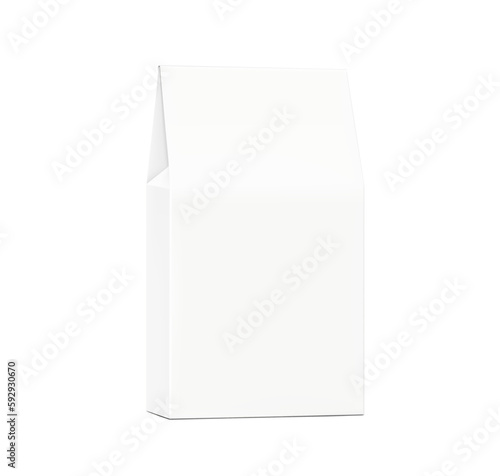 Realistic cardboard box mockup with a triangle top. Half side view. Vector illustration isolated on white background. Ready for your design. EPS10.