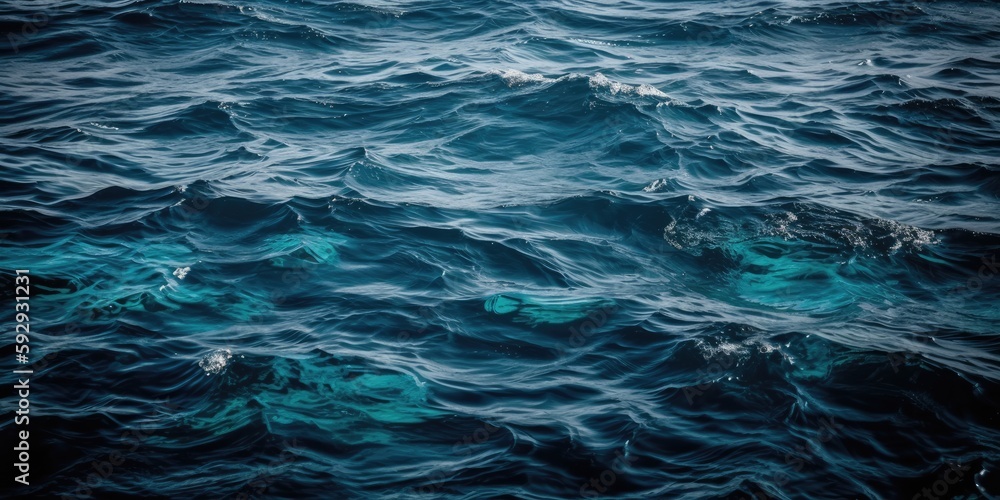 Blue sea water texture with white foam top view - generative ai Blue sea water texture with white foam top view - generative ai