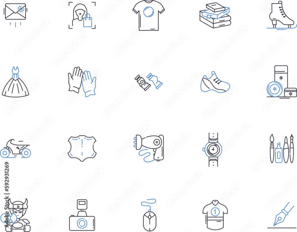 Production outline icons collection. Production, Manufacturing, Factory, Output, Construct, Fabricate, Create vector and illustration concept set. Assemble, Forge, Extrude linear signs