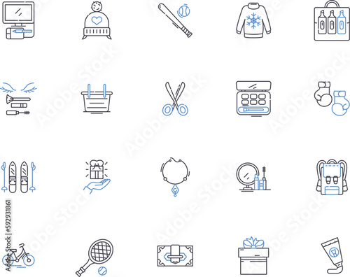Production outline icons collection. Production, Manufacturing, Factory, Output, Construct, Fabricate, Create vector and illustration concept set. Assemble, Forge, Extrude linear signs