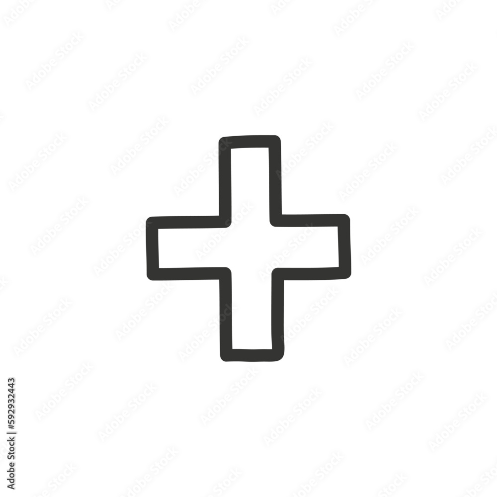 Hand drawn plus vector icon. Plus flat sign design. Plus symbol pictogram. UX UI icon. Linear icon Hand drawn plus vector icon. Plus flat sign design. Plus symbol pictogram. UX UI icon. Linear icon
