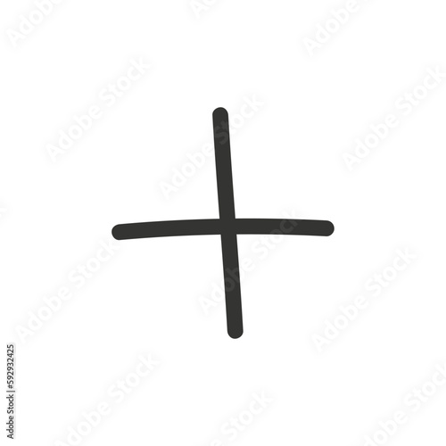 Hand drawn plus vector icon. Plus flat sign design. Plus symbol pictogram. UX UI icon. Linear icon