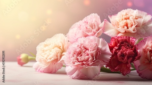 Carnation flower on Dark Background with Copy Space for Text 