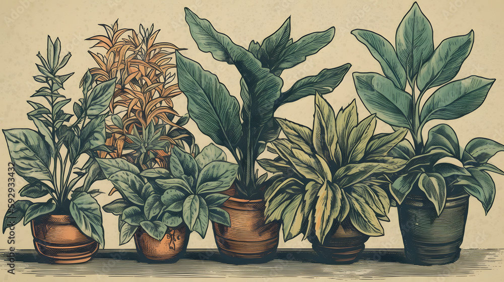 イラスト調の観葉植物 No.020 | Illustrative houseplants Generative AI イラスト調の観葉植物 No.020 | Illustrative houseplants Generative AI