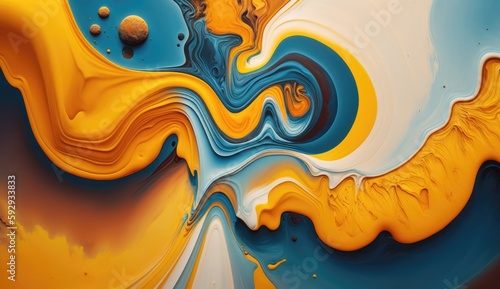 Chromatic Fusion: An Intense Abstract Experience - Mustard Yellow and Dusty Blue - Generative Artwork