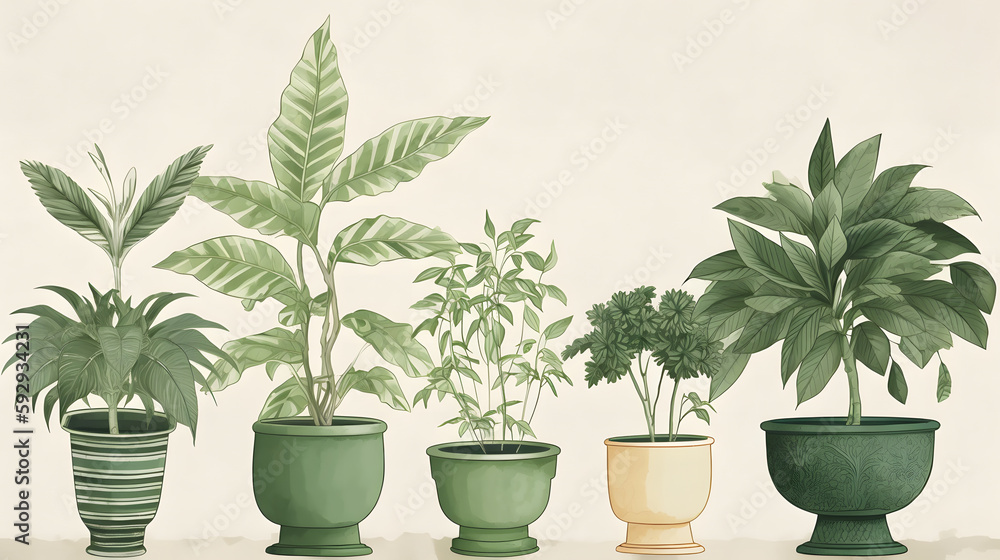 イラスト調の観葉植物 No.007 | Illustrative houseplants　Generative AI