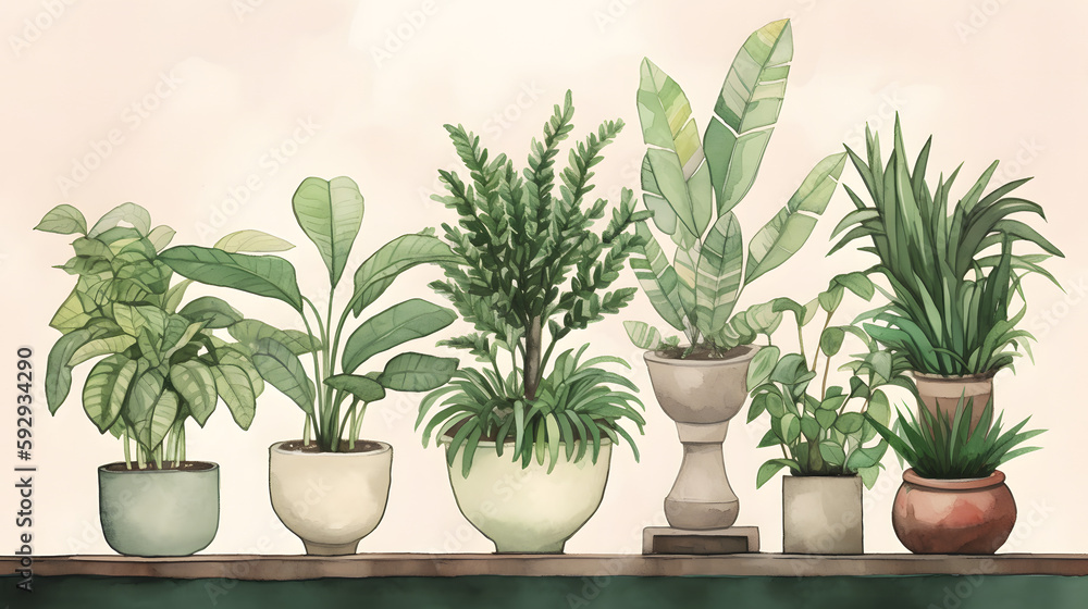イラスト調の観葉植物 No.006 | Illustrative houseplants　Generative AI