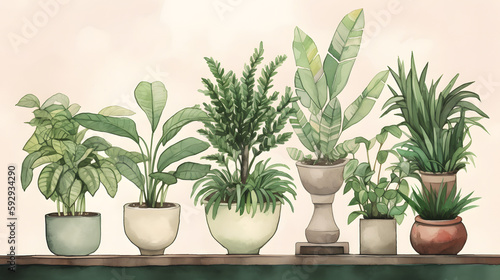 イラスト調の観葉植物 No.006 | Illustrative houseplants Generative AI