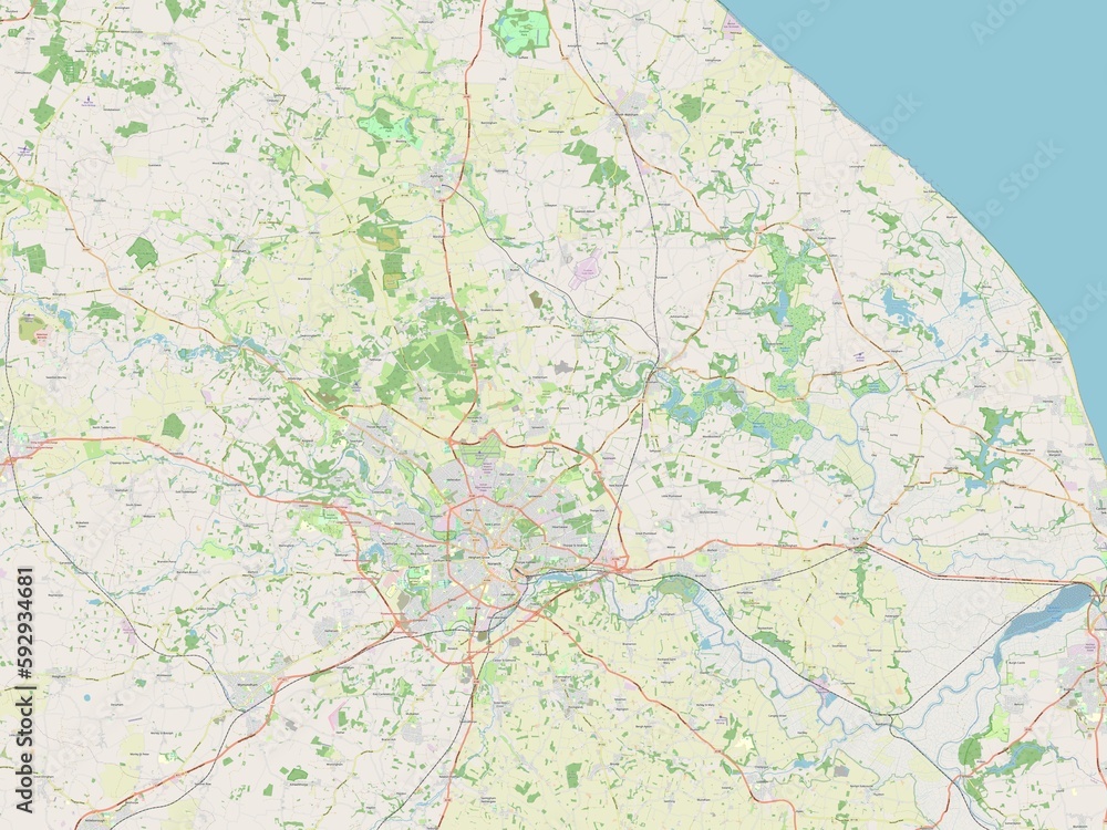 Fototapeta premium Broadland, England - Great Britain. OSM. No legend
