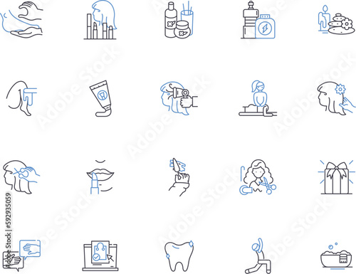 Beauty salon outline icons collection. Salon, Beauty, Hair, Nails, Facials, Makeup, Waxing vector and illustration concept set. Massage, Eyebrows, Barber linear signs