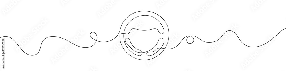 Steering wheel symbol in continuous line drawing style. Line art of steering wheel icon. Vector illustration. Abstract background Steering wheel symbol in continuous line drawing style. Line art of steering wheel icon. Vector illustration. Abstract background