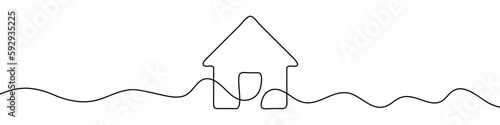 House sign in continuous line drawing style. Line art of house icon. Vector illustration. Abstract background photo