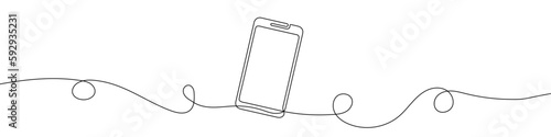 Smartphone symbol in continuous line drawing style. Line art of phone icon. Vector illustration. Abstract background