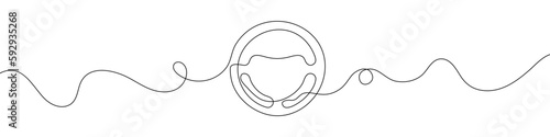 Steering wheel symbol in continuous line drawing style. Line art of steering wheel icon. Vector illustration. Abstract background