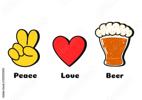 Peace, love, peace concept print for t-shirt.Vector cartoon doodle line graphic illustration logo design. Peace sign, heart, peace print for poster, t-shirt, logo concept