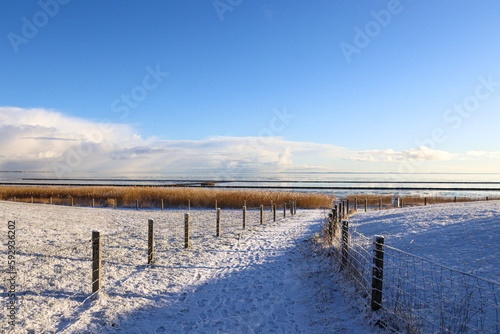 Snow Landscape on the island Sylt in Keitum  Germany